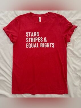 Women’s "Stars Stripes & Equal Rights" Graphic Short Sleeve Tee, Red, Size M